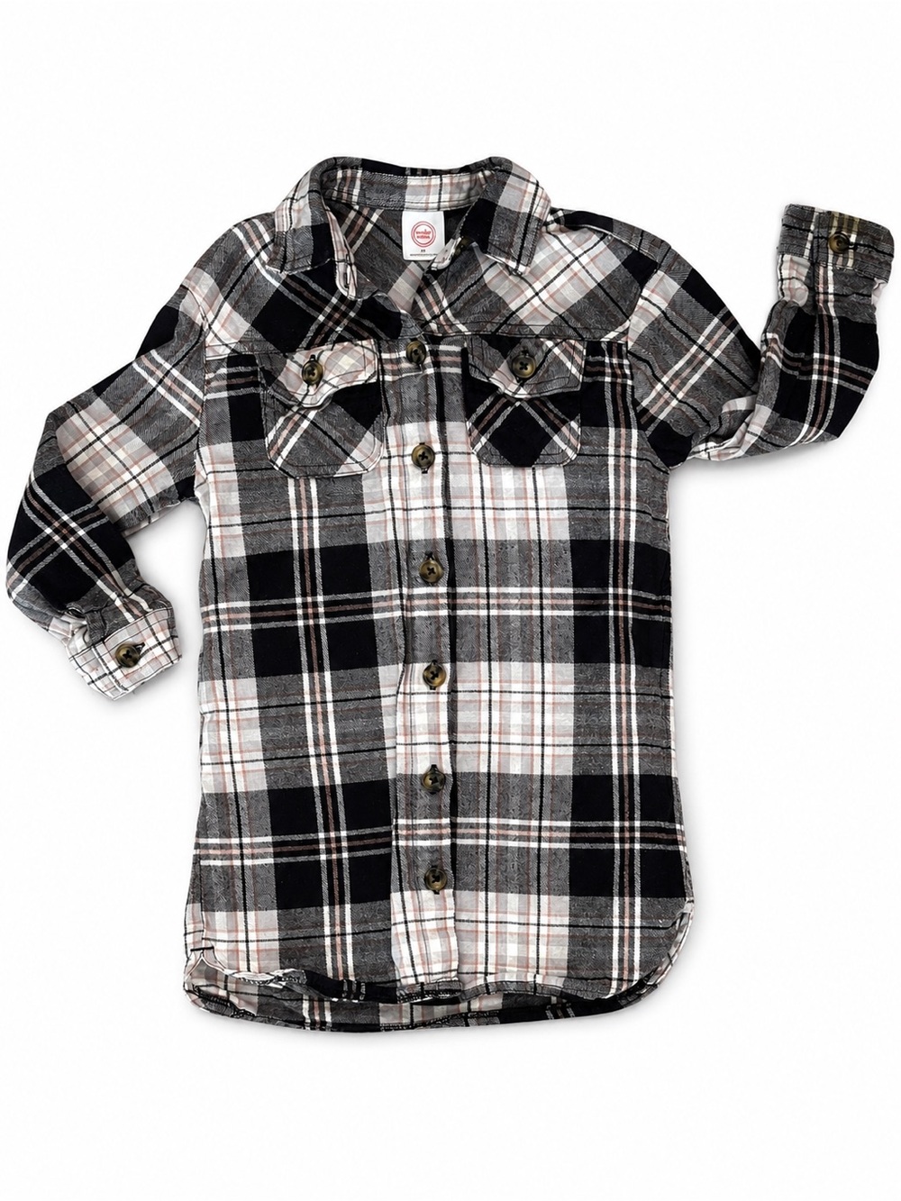 Kids Black & Gray Plaid Flannel
